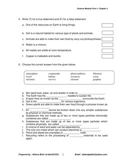 Form 1 Science Chapter 4 Exercises | PDF | Carbon | Chemical Substances