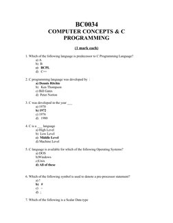 C Programming Concepts and Basics | PDF | C (Programming Language ...