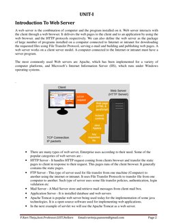 P.Ravi Theja,Asst.Professor,GIST,Nellore       Email:raviteja.pannem@gmail.com 
Page 2 
 
UNIT-I 
Introduction To Web Server