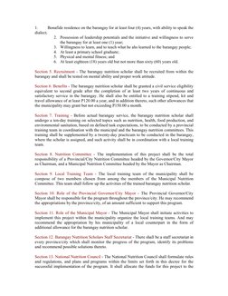 1. 
Bonafide residence on the barangay for at least four (4) years, with ability to speak the 
dialect;  
2. Possession of le