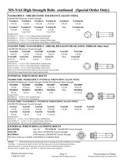 NAS High Strength Bolt Specifications | PDF | Screw | Chemistry