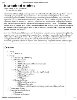 4/22/12
International relations - Wikipedia, the free encyclopedia
1/16
en.wikipedia.org/wiki/International_relations
Interna