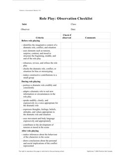 Role Play Observation Checklist | PDF