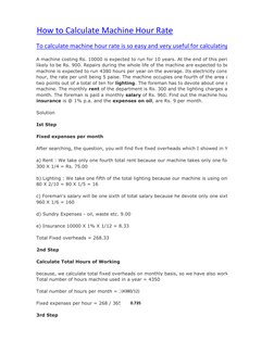 Machine Hour Rate Calculation Guide | PDF | Depreciation | Economies