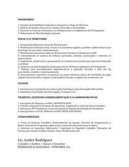 FINANCIEROS  
 
1. Estudios de Factibilidad, Indicadores Financieros, Flujos de Efectivos 
2. Análisis de Estados Financier