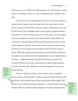 APA Writing Style 
words o