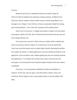 APA Writing Style 
Grammar