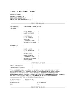MT999 SWIFT Message Format Guide | PDF