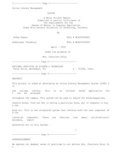 ----------------------- Page 1-----------------------
Online Library Management  
                             System