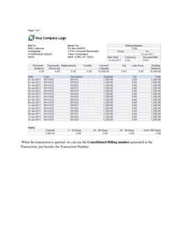 When the transaction is queried, we can see the Consolidated Billing number generated in the 
Transaction, just besides the