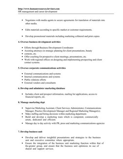 http://www.humanresources.hrvinet.com
HR management and career development
•
Negotiates with media agents to secure agreement