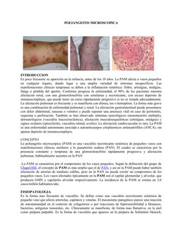 POLIANGEITIS MICROSCOPICA
INTRODUCCION
Es poco frecuente su aparición en la infancia, antes de los 10 años. La PAM afecta a v
