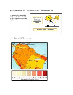 INCLINACION DE PANELES SOLARES O IRRADIACION SOLAR EN AMERICA LATINA 
 
 
La cantidad optima de energía se 
recoge cuando e