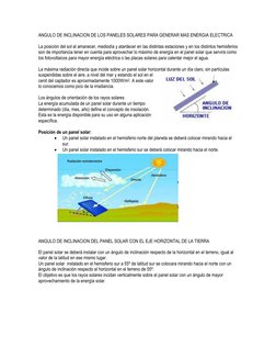 ANGULO DE INCLINACION DE LOS PANELES SOLARES PARA GENERAR MAS ENERGIA ELECTRICA 
 
La posición del sol al amanecer, mediodía