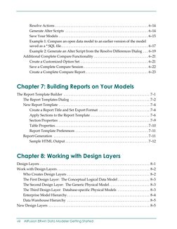 Resolve Actions ....................................................... 6–14
Generate Alter Scripts .....................