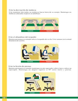 6
Evite la flexión de piernas
Mientras permanezca sentado mantenga sus pies apoyados sobre el piso o utilice un
reposapié. Ma