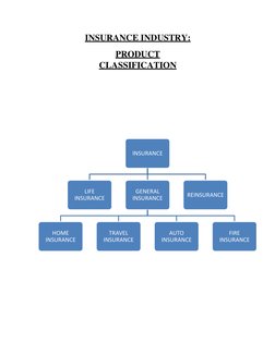 INSURANCE INDUSTRY: 
 
PRODUCT 
CLASSIFICATION 
    
 
 
 
INSURANCE 
LIFE 
INSURANCE 
GENERAL 
INSURANCE 
HOME 
INSURANCE 
T