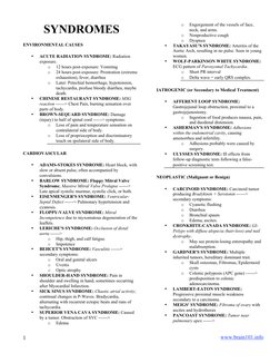 Syndrome Types. Examples Comprehensive List of Medical Syndromes | PDF
