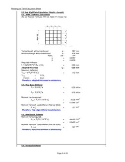 Rectangular Tank Design Calculations | PDF | Pressure | Elasticity ...