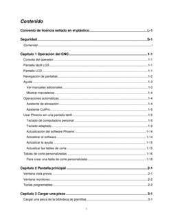 i 
Contenido 
Convenio de licencia sellado en el plástico ............................................................. L-1