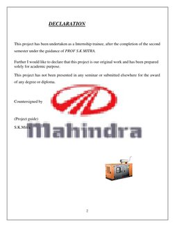 2 
 
                         DECLARATION 
 
This project has been undertaken as a Internship trainee, after the completion