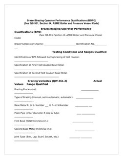 Brazing Procedure Specification Document | PDF