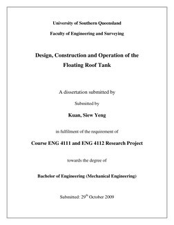 University of Southern Queensland 
 
Faculty of Engineering and Surveying 
 
 
 
Design, Construction and Operation of th