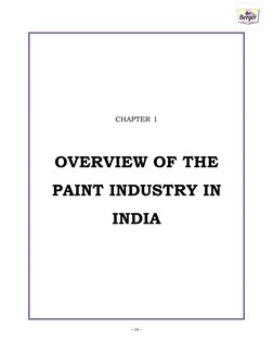 ~ 10 ~
CHAPTER 1
OVERVIEW OF THE
PAINT INDUSTRY IN
INDIA