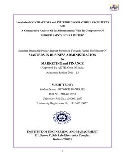 ~ 2 ~
“Analysis of CONTRACTORS and INTERIOR DECORATORS / ARCHITECTS
AND
A Comparative Analysis Of Its Advertisemen