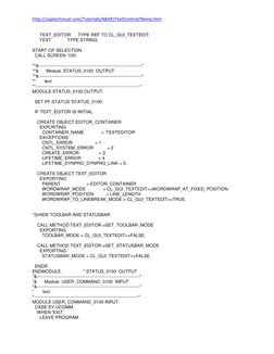ABAP Text Editor Control Tutorial | PDF | Computer Engineering ...