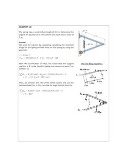 QUESTIO
 
The spri
angle " 
5 kg. 
 
Answer 
We star
length o
geometr
 
0.6
4
BD
x
F
 
 
 
After th
reaction
member