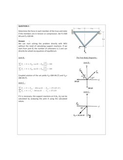 QUESTION 2 : 
 
 
Determine the force in each member of the truss and state 
if the members are in tension or compression.