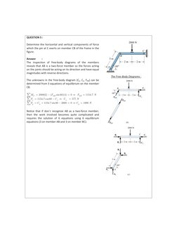QUESTION 5 : 
 
 
Determine the horizontal and vertical components of force 
which the pin at C exerts on member CB of the