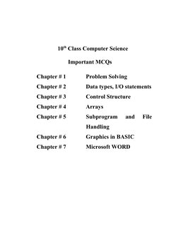 Class 10 Computer Science MCQs Guide | PDF | Subroutine | Control Flow