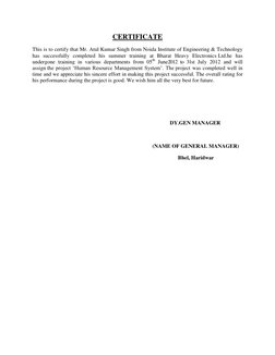 CERTIFICATE 
This is to certify that Mr. Atul Kumar Singh from Noida Institute of Engineering & Technology 
has successfully