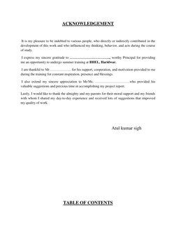 ACKNOWLEDGEMENT  
 
                        
 It is my pleasure to be indebted to various people, who directly or indirectly