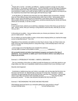 Step One Powerlessness Worksheet.pdf Step 1: Powerlessness Over Alcohol | PDF | The Big Book (Alcoholics ...