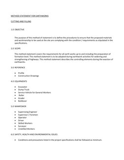 Earthworks Method Statement for Highways | PDF | Excavation ...