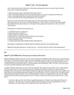 Ralph Tyler's Curriculum Principles | PDF | Curriculum | Theory
