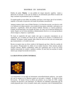 MANTRAS   EN   SANACION 
Palabra de poder, Mantra  es una palabra de origen sánscrito, significa  mente y 
liberación, de ah