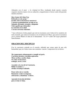 Alíneados con el amor  y la voluntad de Dios, irradiando desde nuestro corazón  
cargamos nuestras manos con esa radiación y