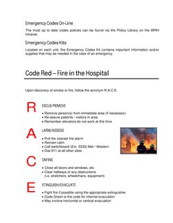 WRH Hospital Emergency Codes Guide | PDF | Emergency | Cardiopulmonary ...