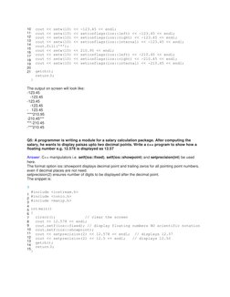 10 
11 
12 
13 
14 
15 
16 
17 
18 
19 
20 
21 
  cout << setw(10) << -123.45 << endl; 
  cout << setw(10) << setiosflags(ios