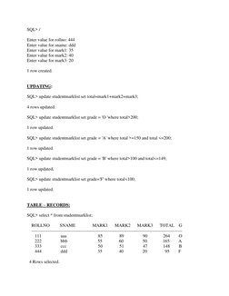 Student Marklist Table Creation | PDF | Table (Database) | Data Model