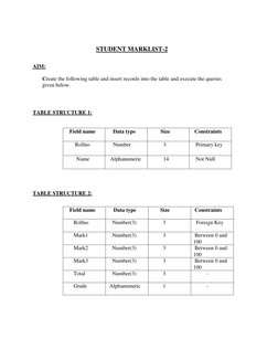 Student Marklist Table Creation | PDF | Table (Database) | Data Model