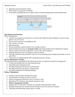 Operating Systems 
                           Lecture Notes: Unit-I [Processes and Threads]
•
Operating system decrements cou