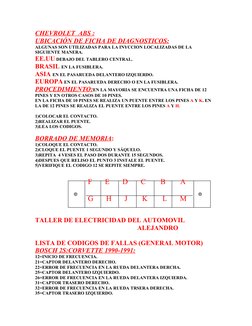 CHEVROLET  ABS :
UBICACIÓN DE FICHA DE DIAGNOSTICOS:
ALGUNAS SON UTILIZADAS PARA LA INYCCION LOCALIZADAS DE LA 
SIGUIENTE MAN
