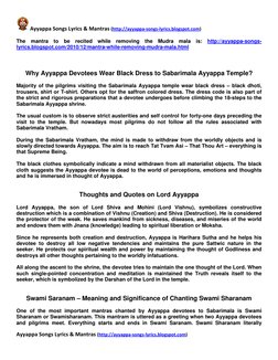 Ayyappa Songs and Mala Guidelines | PDF