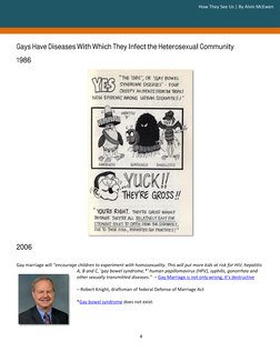 4 
 
Gays Have Diseases With Which They Infect the Heterosexual Community 
1986 
 
2006 
 
Gay marriage will “encourage child