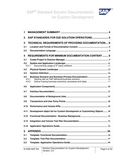 SAP® Standard Solution Documentation 
 
for Custom Development 
 
 
1 
MANAGEMENT SUMMARY ................................